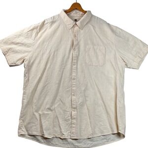 Unbranded Linen Blend Shirt Mens XL Cream Excellent Short Sleeve Button Down